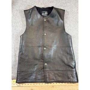 Vintage 60s Arthur Miller Leather Vest Mens Large Black Grunge Biker Motorcycle